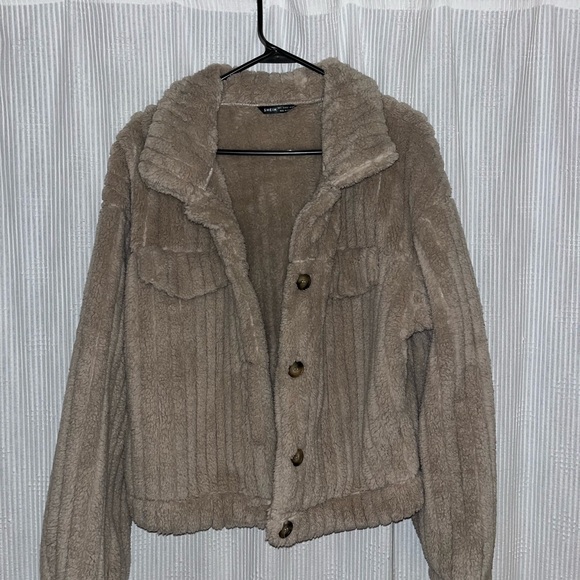 SHEIN Apricot Teddy Drop Shoulder Women Fall Jacket - Picture 2 of 4